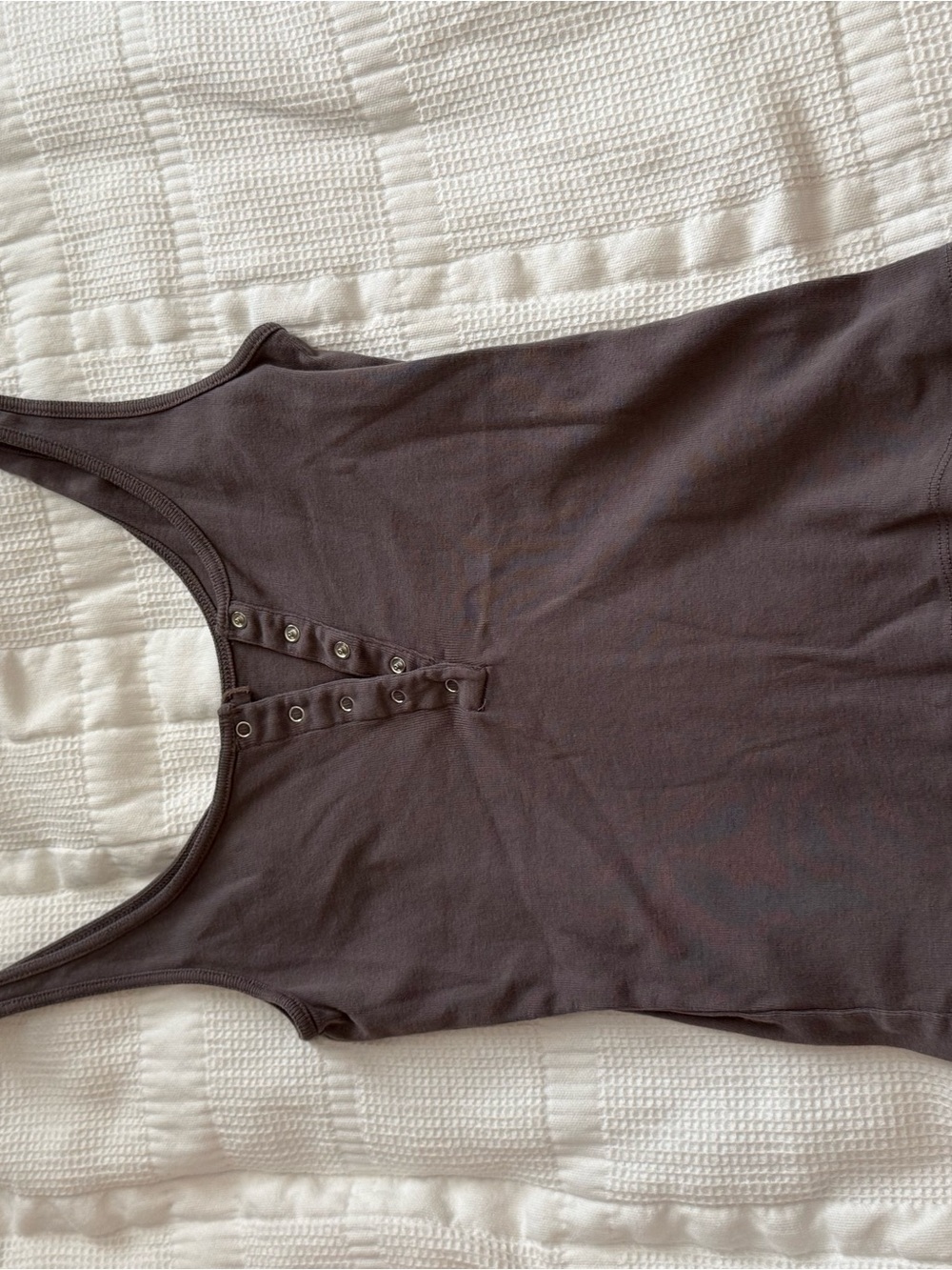 Brandy Melville Brown Snap-Button Ribbed Tank